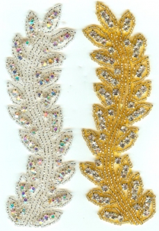 1194 Austrian Crystal Rhinestone Applique Pair 2x5" iron or sew on